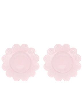 New Target Bullseye Playground Set of 2 Pink Glass Flower-Shaped Plates Spring